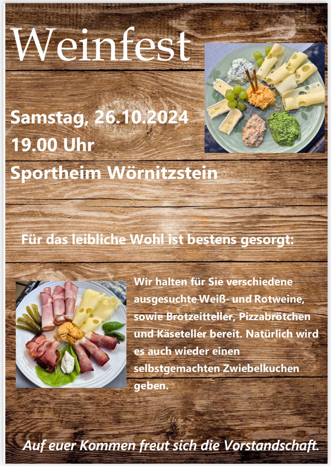 Weinfest 2024 im Sportheim Wörnitzstein – Herbstliche Genüsse und gesellige Stunden