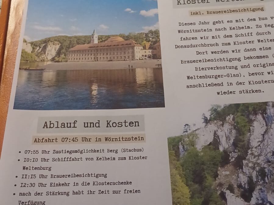 Jahresausflug 2024 – Mit dem Stopselclub ins Kloster Weltenburg